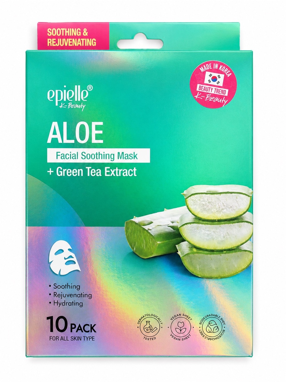 Aloe Facial Soothing Mask with Green Tea Extract - Green